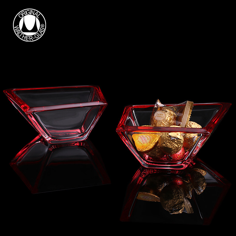 德国伟特进口创意玻璃水果碗北欧简约家用透明盘轻奢瓜子糖果盘子