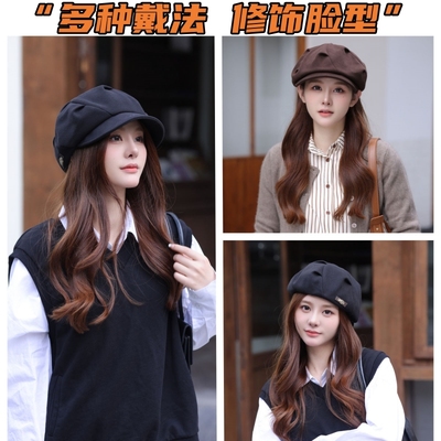 【一帽五戴】新款云朵八角帽子女秋冬毛呢贝雷帽休闲画家帽前进帽