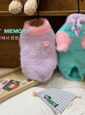 INS新款马尔济斯狗狗圣诞长袖毛衣秋冬猫咪毛绒外套宠物