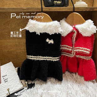 秋冬新款宠物衣服狗狗猫咪长袖毛衣马尔济斯比熊博美加绒毛绒外套
