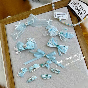 碎发宠物满钻bb夹蝴蝶结发夹小香风猫咪约克夏马尔济斯比熊西高地