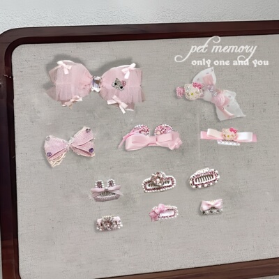 手工迷你碎发宠物bb夹蝴蝶结发夹小香风猫咪约克夏马尔济斯比熊