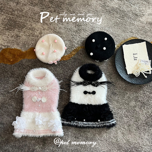 秋冬新款宠物衣服狗狗猫咪长袖毛衣马尔济斯比熊博美加绒毛绒外套