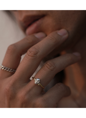 双色金属925银与黄铜骷髅戒指 Lotus Mann Skull Ring