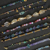 渐变紫水晶编绳手链 拉长石手链 罗马琉璃