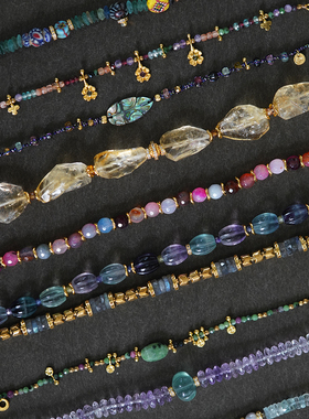 渐变紫水晶编绳手链 罗马琉璃 /拉长石手链