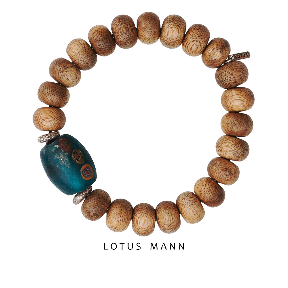 限量大颗文莱沉香与琉璃珠925纯银手链天然手串男女路塔斯曼设计