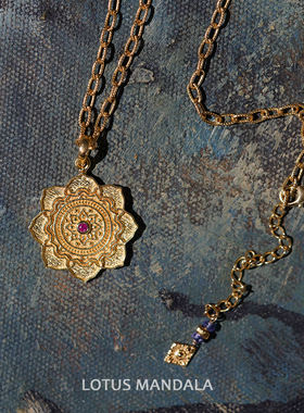 曼陀罗莲花.限量银镀金坦桑石项链吊坠