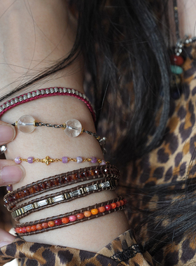 渐变海竹石榴石手链路塔斯曼水晶