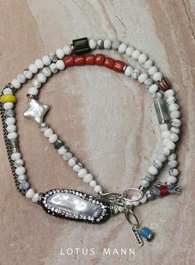 巴洛克.珍珠多宝与howlite项链手链宝石路塔斯曼lotus mann