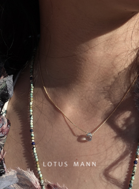 人鱼的眼泪 净透托帕石简约项链14k注金耳环路塔斯曼 lotus mann