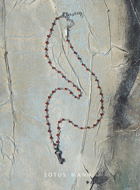 迷你钥匙. 天然香槟钻石镶925银红玉髓珠链项链