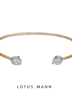 Skull Bangle.Lotus Mann.双色925银与黄铜骷髅细手镯