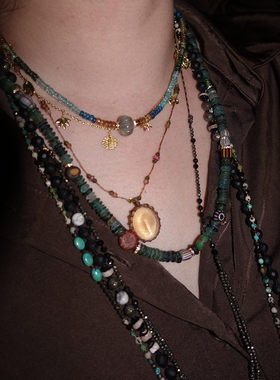 Vintage Glow琉璃金光.帕拉伊巴渐变磷辉石项链