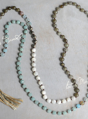 Amazonite necklace天河石拉长石流苏分层项链