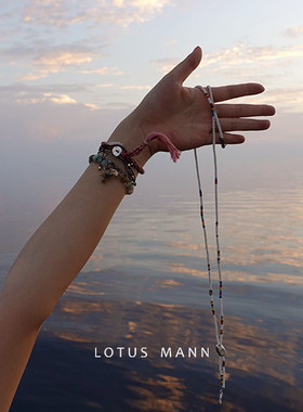 925银拼色贸易珠小众设计毛衣链