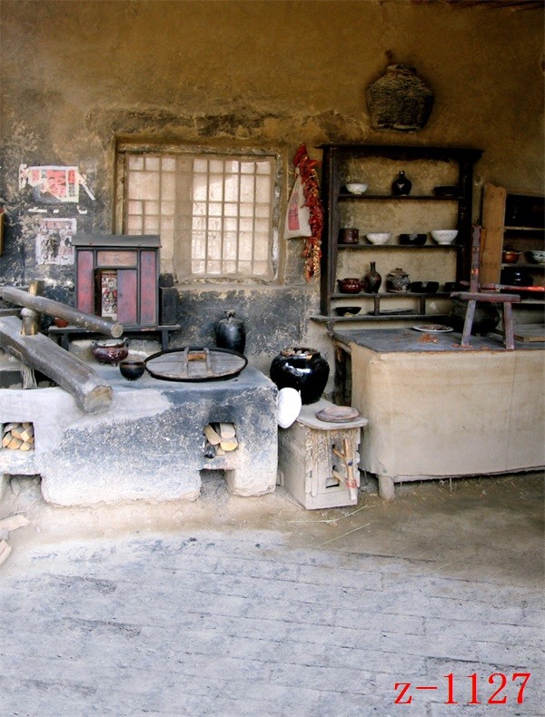 新款主播直播拍段子视频背景布农村厨房室内景物挂布3d立体1127