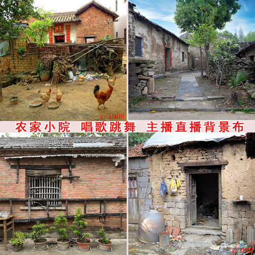 主播直播摄影背景布农家院3d立体