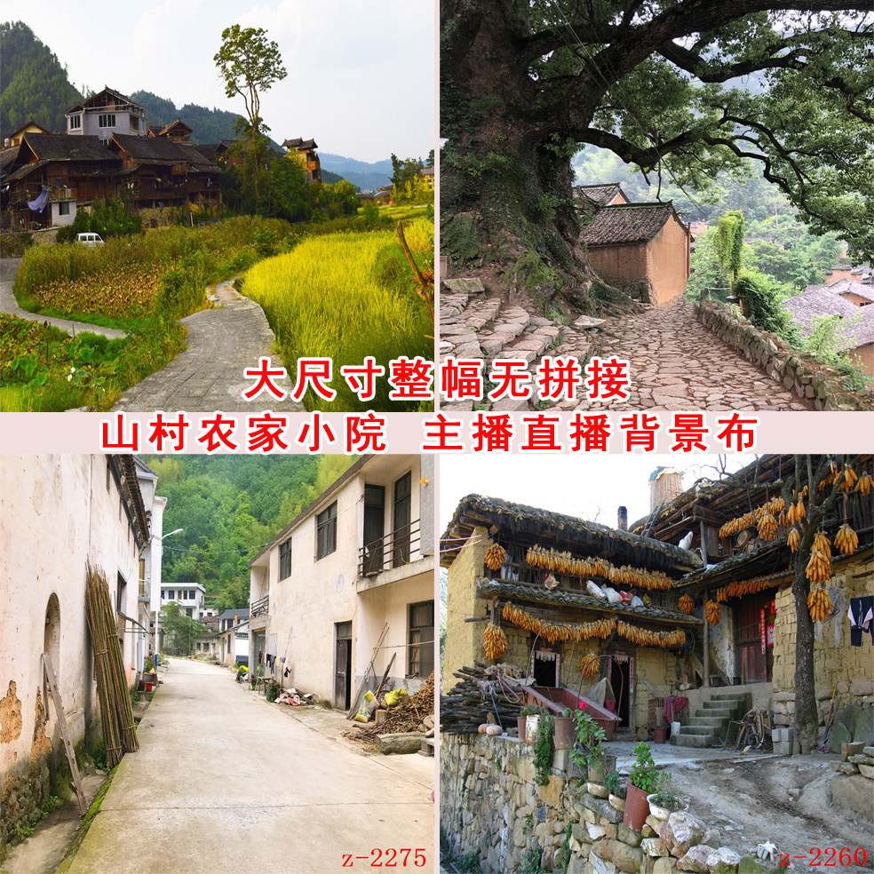 直播背景布山村小路风景3d立体