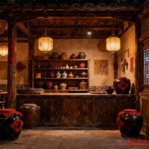 新直播背景布水浒传老酒馆中国风