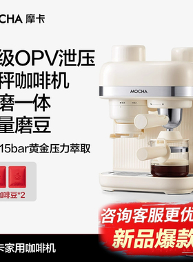 【研磨一体机】摩卡半自动意式美式咖啡机家用小型磨豆2025新款
