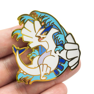 日本动漫宝可梦洛奇亚神兽胸针 异世界怪兽精灵金属书包装饰徽章