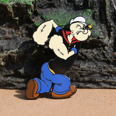 大力水手波派金属珐琅胸针