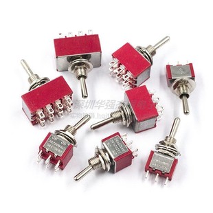 203摇臂拨动开关3脚6脚9脚12脚2档3档 103 红6mm钮子开关MTS 102
