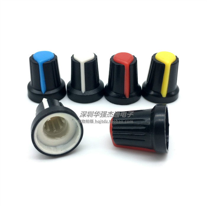 特价直径15*17MM塑料电位器旋钮 编码器帽 6MM花轴孔 红蓝黄白色