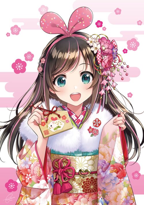 【翼方阁】定制!人工智障Kizuna绊爱酱ai酱cos新春和服cosplay女