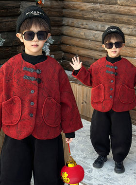 男宝宝中国风呢子外套过年衣服