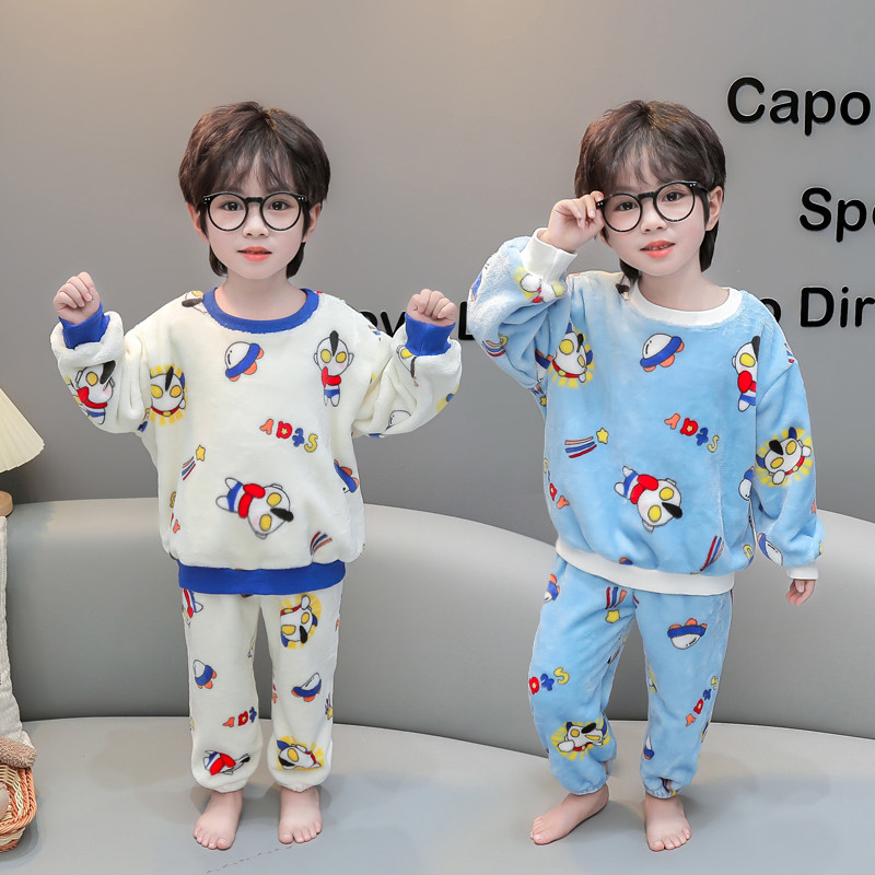 男童睡衣秋冬款法兰绒保暖衣内衣