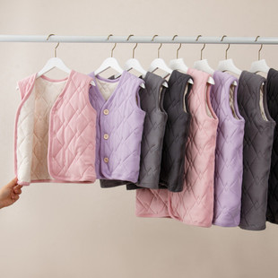 儿童开衫马甲三层加厚男童背心女童校服内搭保暖中大童保暖马夹潮