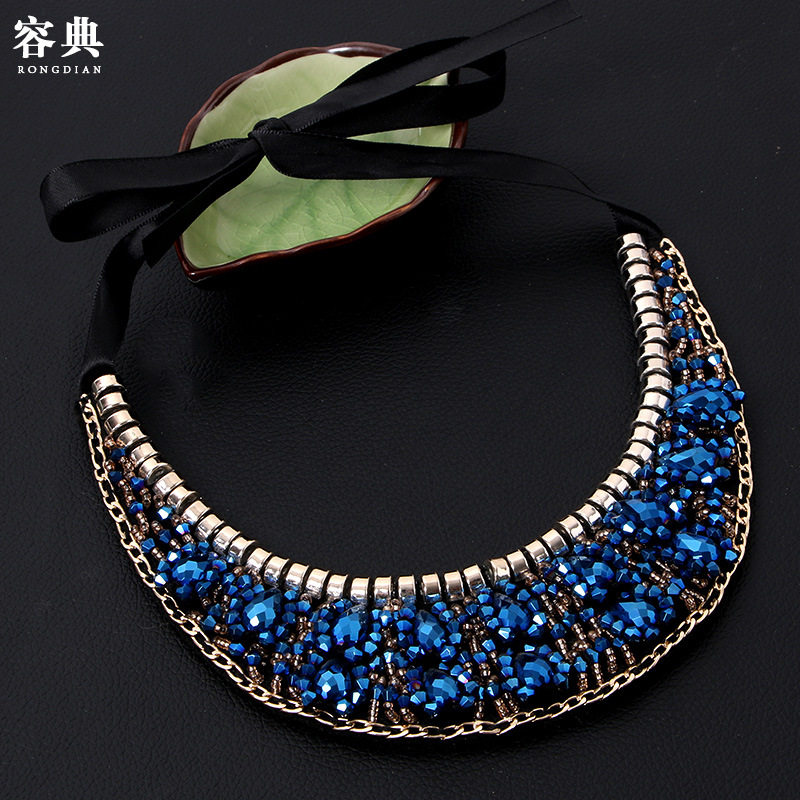 2023 NEW KOREAN VERSION WATER DROP MOON CRYSTAL FAKE COLLAR FAKE COLLAR NECKLACE VERSATILE CLOTHING DECORATION