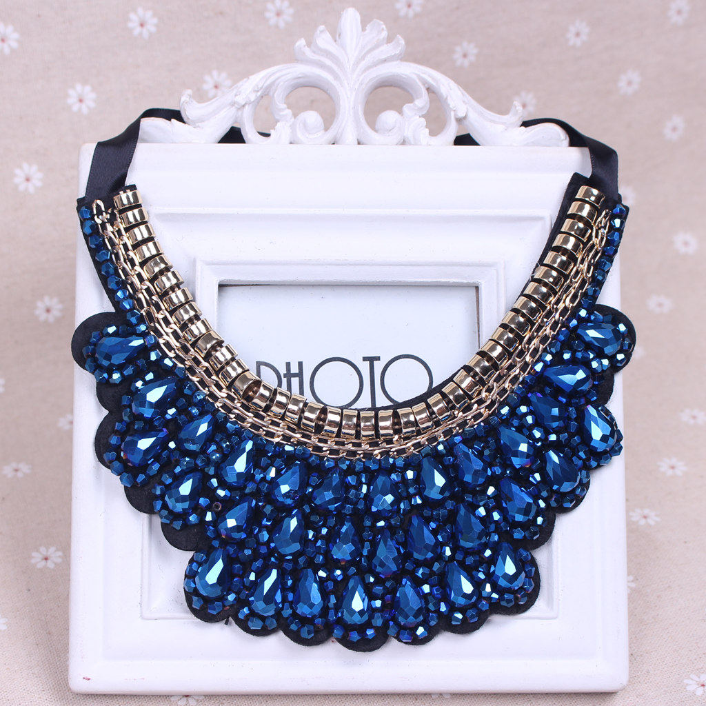 EUROPEAN AND AMERICAN TREND DECORATION FAKE COLLAR METAL VERSATILE DROP CRYSTAL SIMPLE FAKE COLLAR COLLAR COLLAR NECKLACE