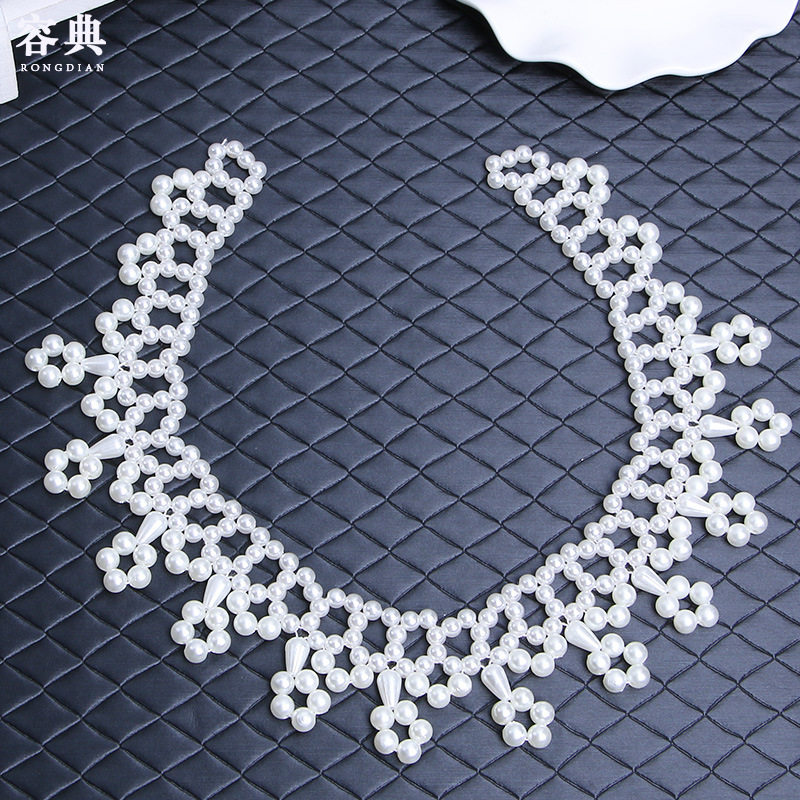 KOREAN FASHION CUT-OUT FLOWER SHORT ROUND PEARL FALSE COLLAR FAKE COLLAR SHAWL NECKLACE CLOTHING ACCESSORIES
