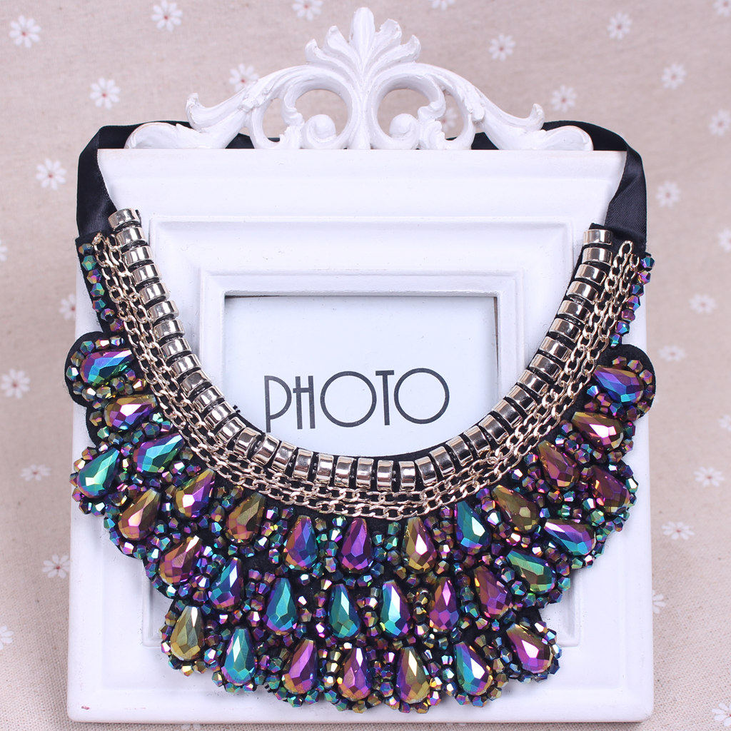 EUROPEAN AND AMERICAN TREND DECORATION FAKE COLLAR METAL VERSATILE DROP CRYSTAL SIMPLE FAKE COLLAR COLLAR COLLAR NECKLACE