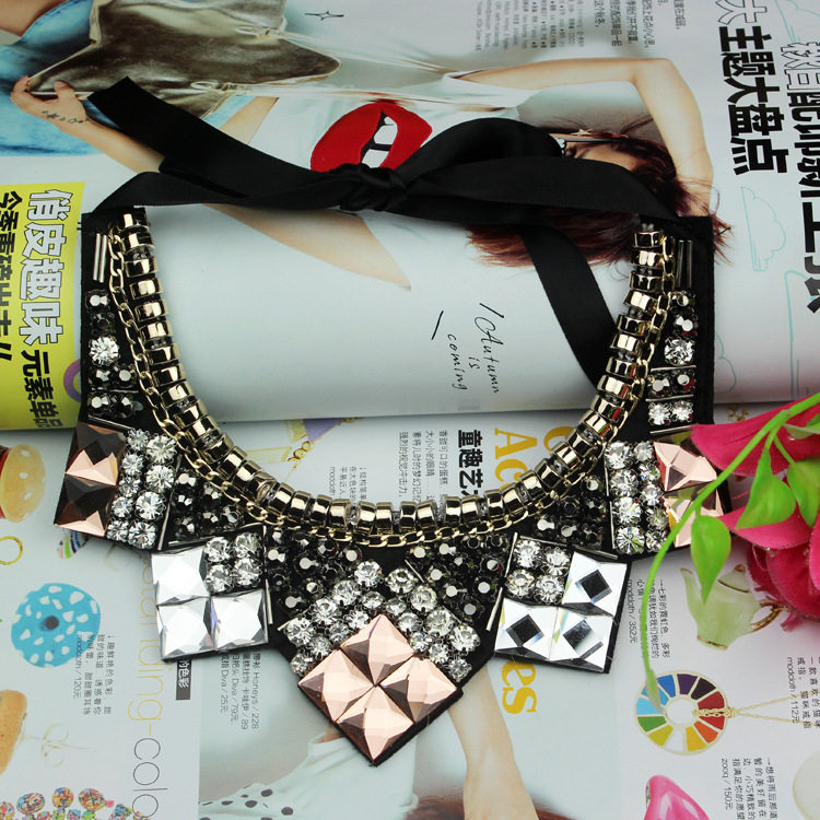 2019 KOREAN VERSION HANDMADE RHINESTONE FAKE COLLAR BIG DIAMOND SWEATER ACCESSORIES POPULAR NECKLACE DECORATIVE NECKLACE