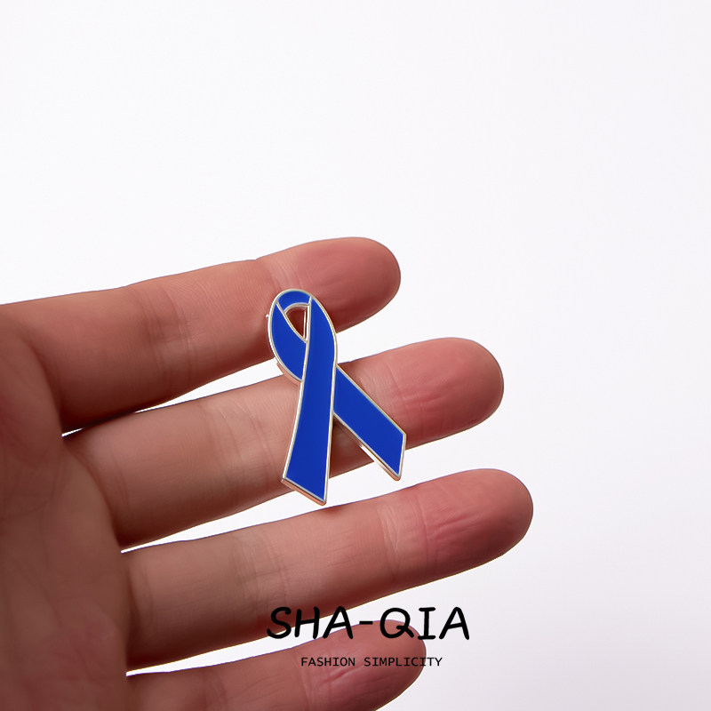 蓝色丝带胸针保护海洋协会环保宣传活动标志关爱感恩公益徽章厂家