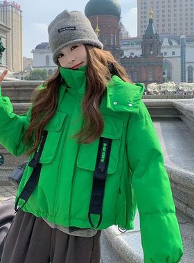 Awake girl美少女品牌羽绒服女短款连帽加厚保暖运动个性外套