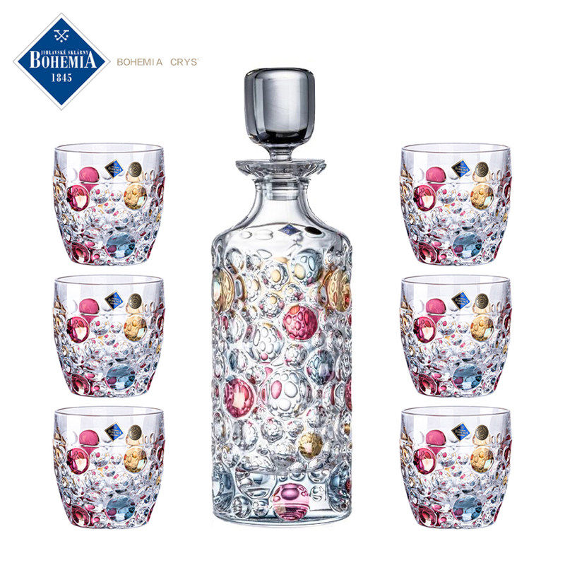 捷克进口BOHEMIA水晶玻璃威士忌杯洋酒杯酒瓶套装家用啤酒杯酒樽