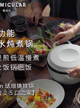 多功能无水炖锅日本唯米乐进口珐琅铸铁锅3.7L微压锅IH电磁锅内锅
