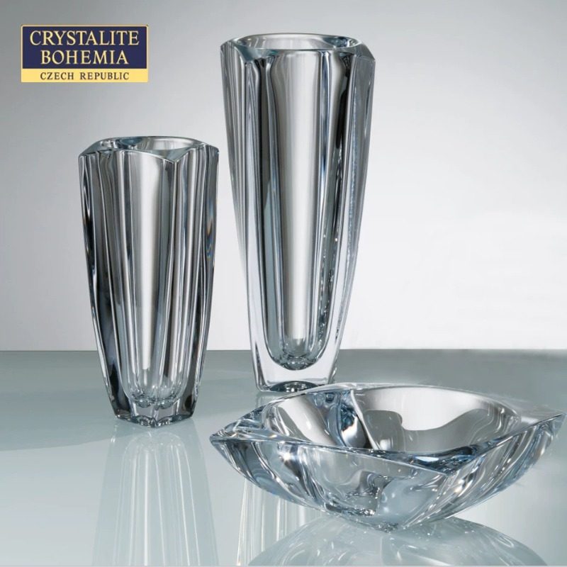 捷克进口插花器BOHEMIA水晶玻璃花瓶欧式插花摆件透明果盘果斗,家居饰品,花瓶,淘宝优惠券,粉丝福利购,淘宝优惠卷