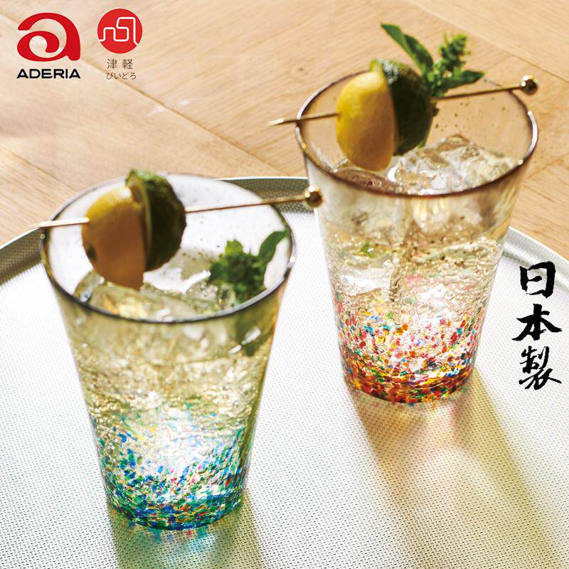 Aderia日本进口津轻手工彩色玻璃杯水杯酒杯清酒杯对杯礼盒装送礼