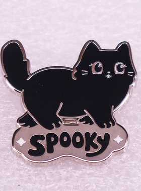 spooky black cat cute Pins, badges Brooch