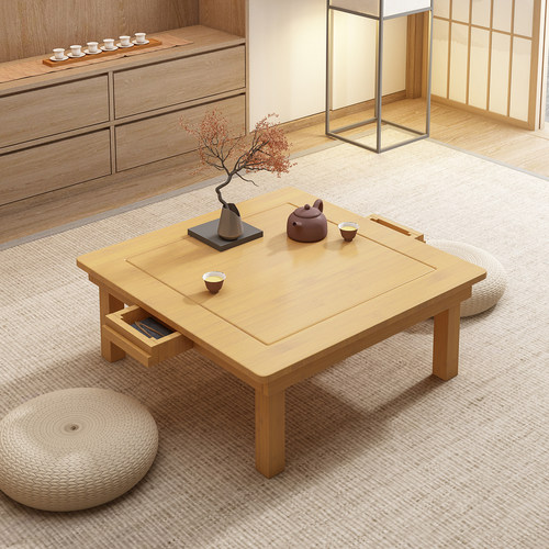 日式实木折叠抽屉飘窗炕几