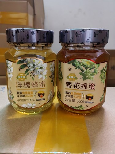 智力采蜂农洋槐蜂蜜槐花蜜枣花蜂蜜500g/瓶 玻璃瓶