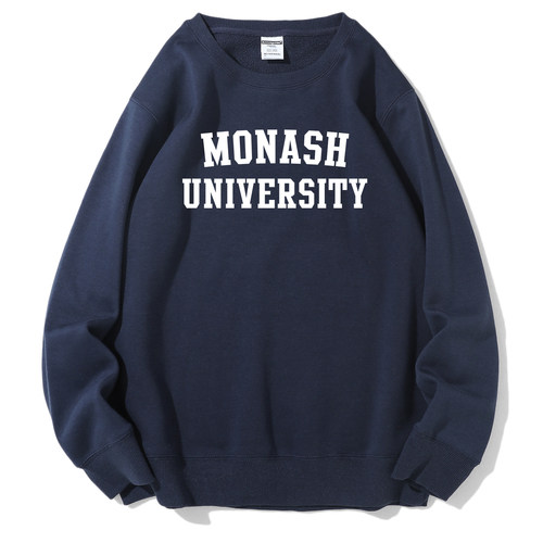 Monash莫纳什大学卫衣圆领套头冬季加绒加厚外套定制休闲印花长袖
