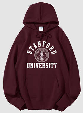 斯坦福大学纪念品Stanford史丹佛带帽套头卫衣外套校园加绒班服