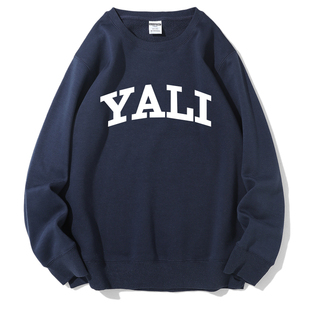 YALI雅礼中学校服套头圆领加绒卫衣宽松秋冬聚会班服酒红色定制